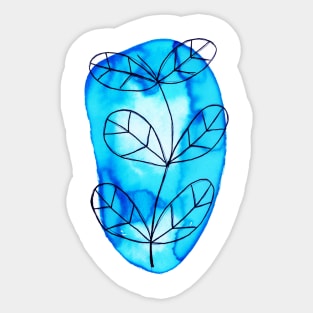 Blue Watercolor Plant Sticker